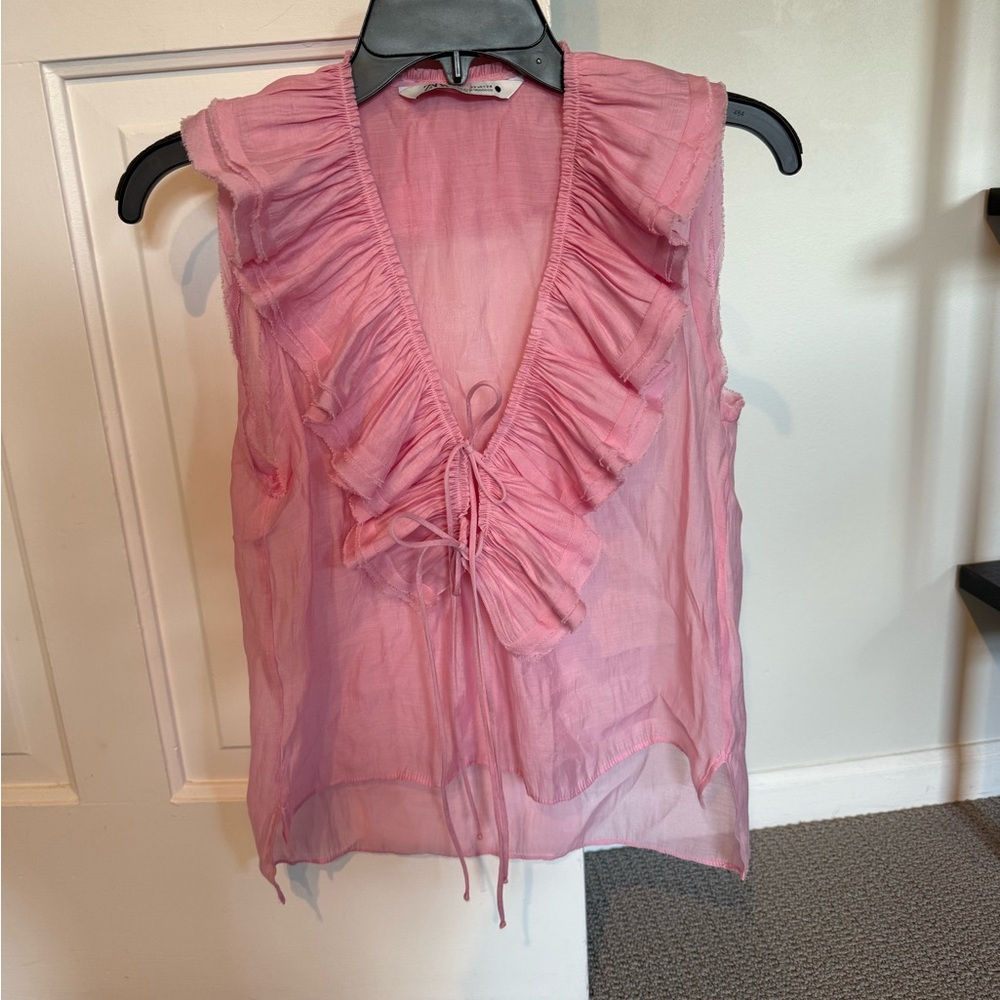 Zara Pink Ruffled Women's Top